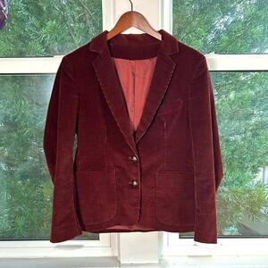 Vintage Oscar de la Renta Burgundy Corduroy Blazer Size 12